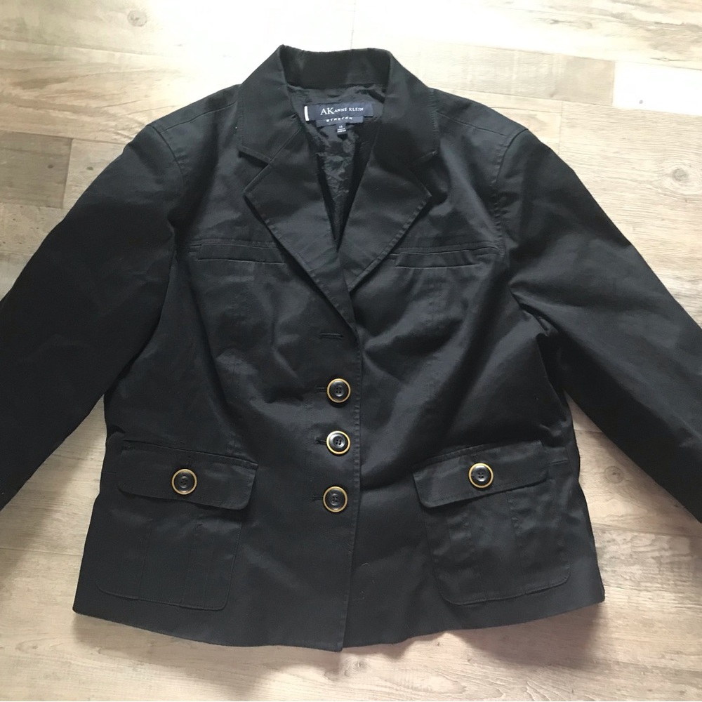 Anne Klein Black Blazer with Gold-Trim Buttons